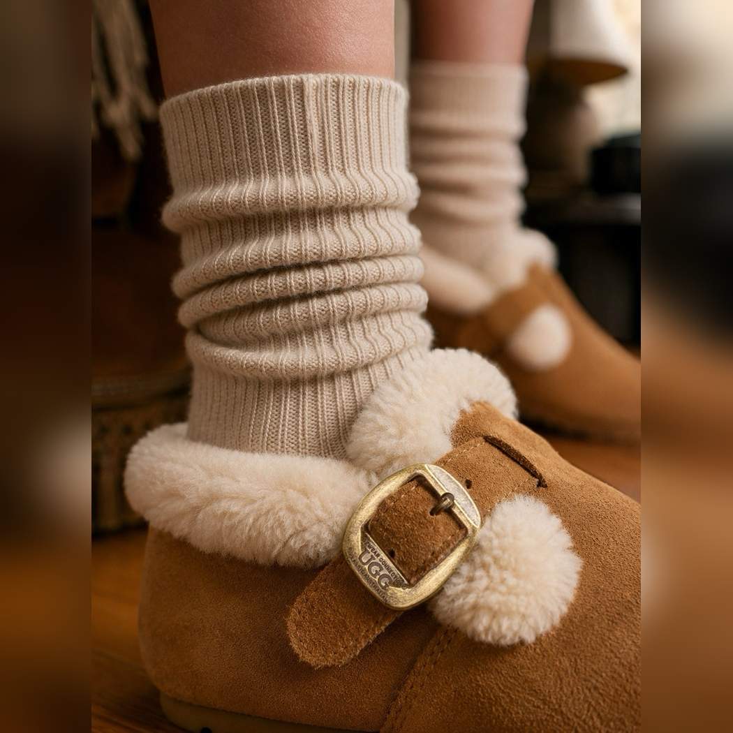 OZWEAR UGG Women's Wool  Suede Sheepskin Mary Janes OB1039