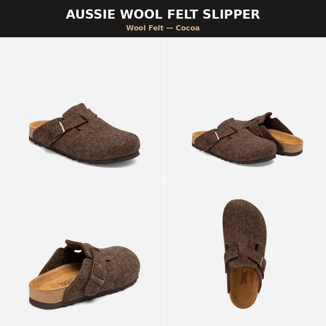 OZWEAR UGG AUSSIE SOFT FOOTBED WOOL FELT SLIPPER OB755WF