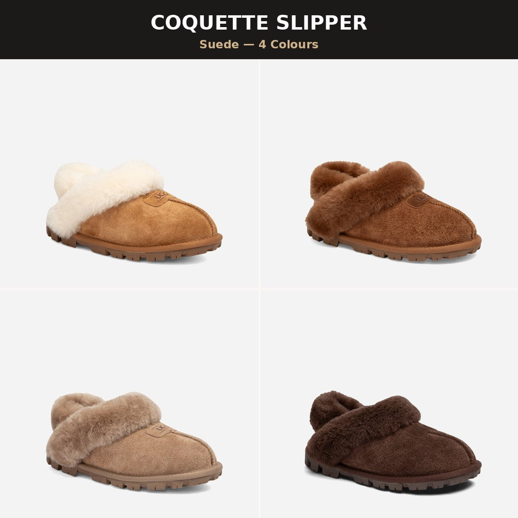 OZWEAR UGG COQUETTE HERITAGE SHEARLING SLIPPER ELASTIC LOGO & WOOL STRAP ( DETACHABLE ) OB114LCD