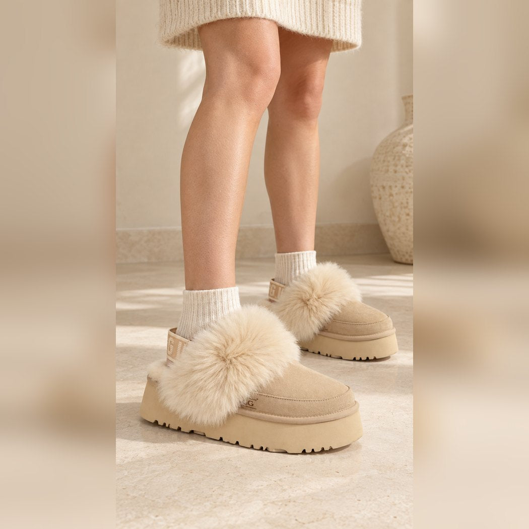 UGG DANIELA PREMIUM PLATFORM SLIPPER (ELASTIC LOGO & WOOL STRAP) OB 1059
