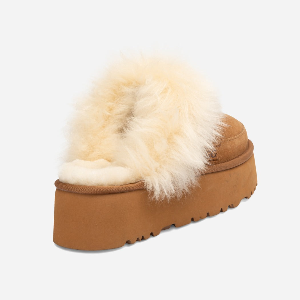 UGG DANIELA PREMIUM PLATFORM SLIPPER (ELASTIC LOGO & WOOL STRAP) OB 1059