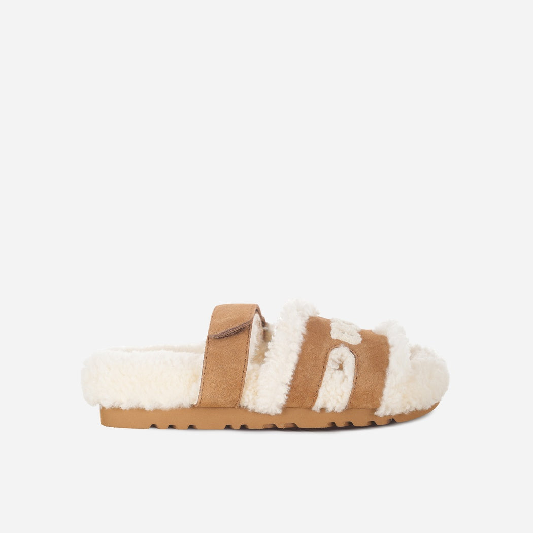 OZLANA UGG WOMEN ESTELA LOGO SHEARLING OPEN SLIPPER OZ3010