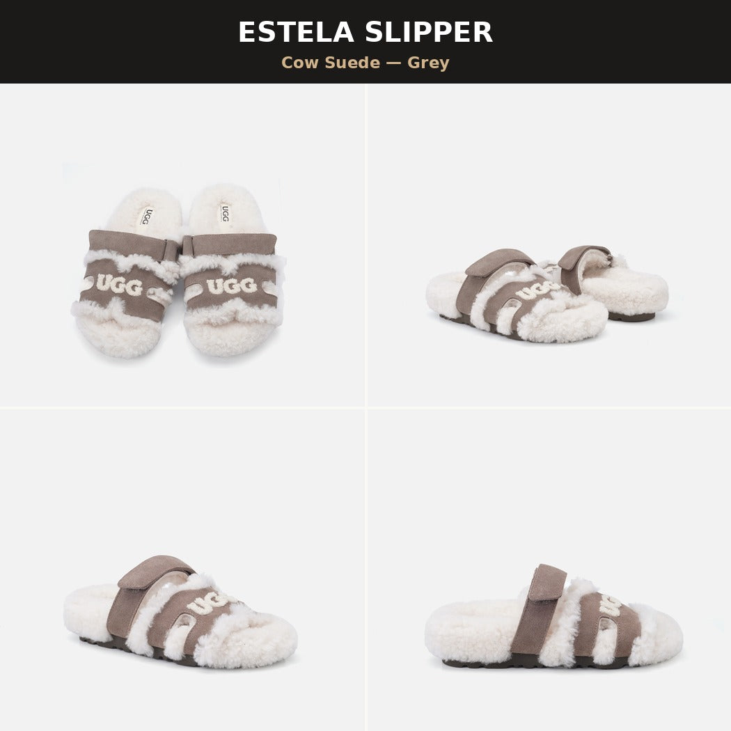OZLANA UGG WOMEN ESTELA LOGO SHEARLING OPEN SLIPPER OZ3010