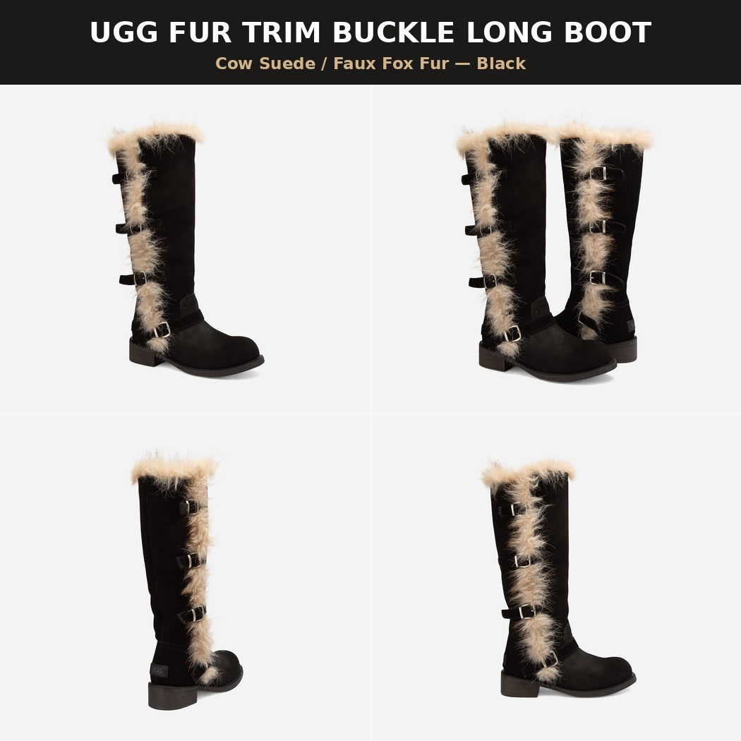 OZWEAR UGG FUR TRIM BUCKLE LONG BOOT OB 1048