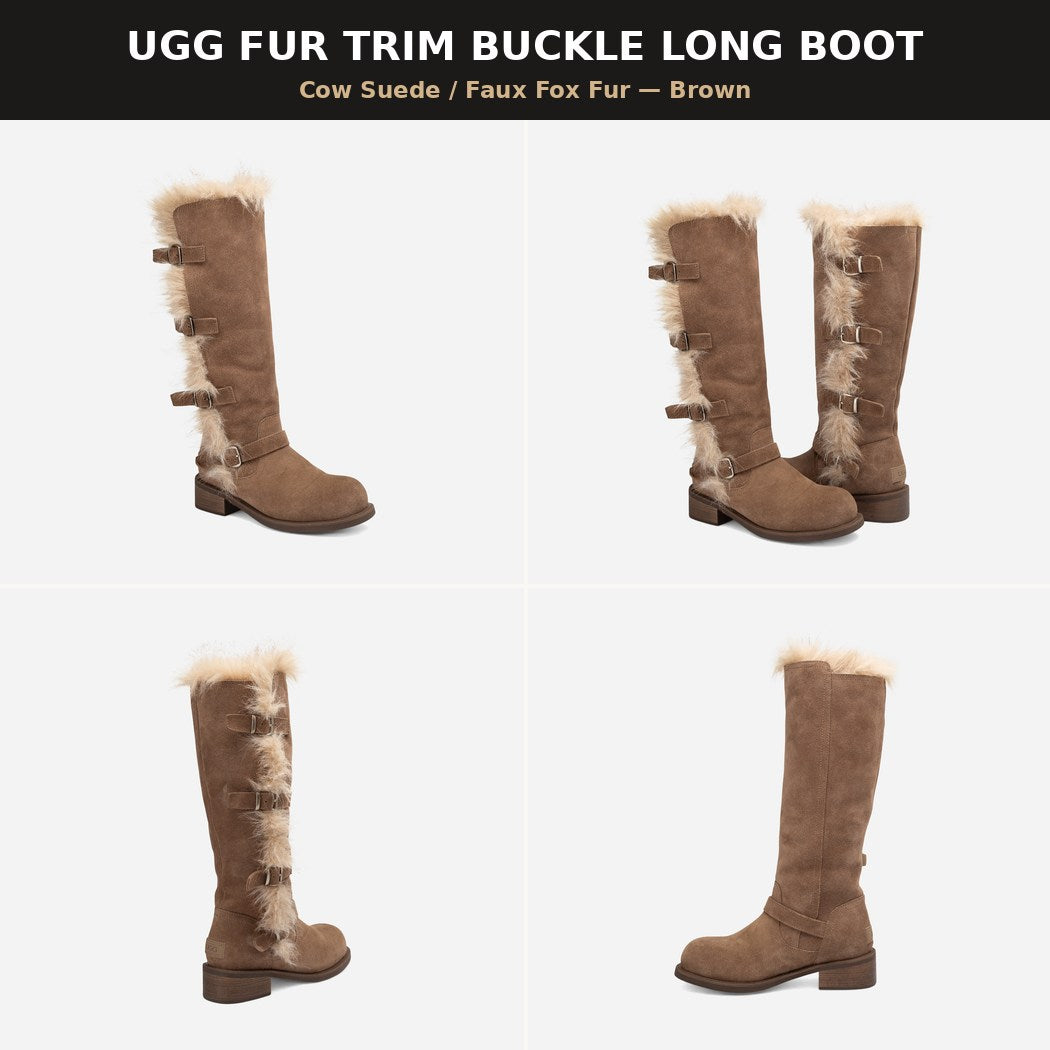 OZWEAR UGG FUR TRIM BUCKLE LONG BOOT OB 1048