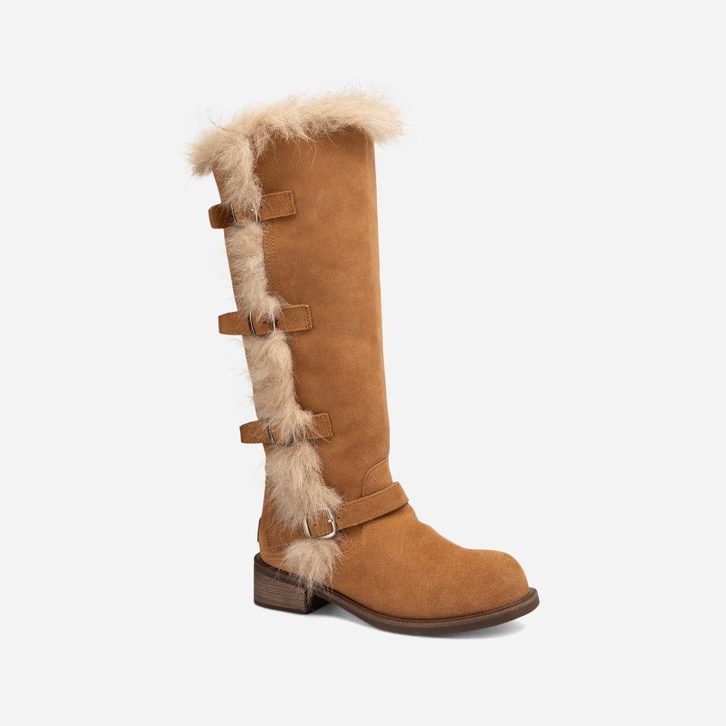 OZWEAR UGG FUR TRIM BUCKLE LONG BOOT OB 1048