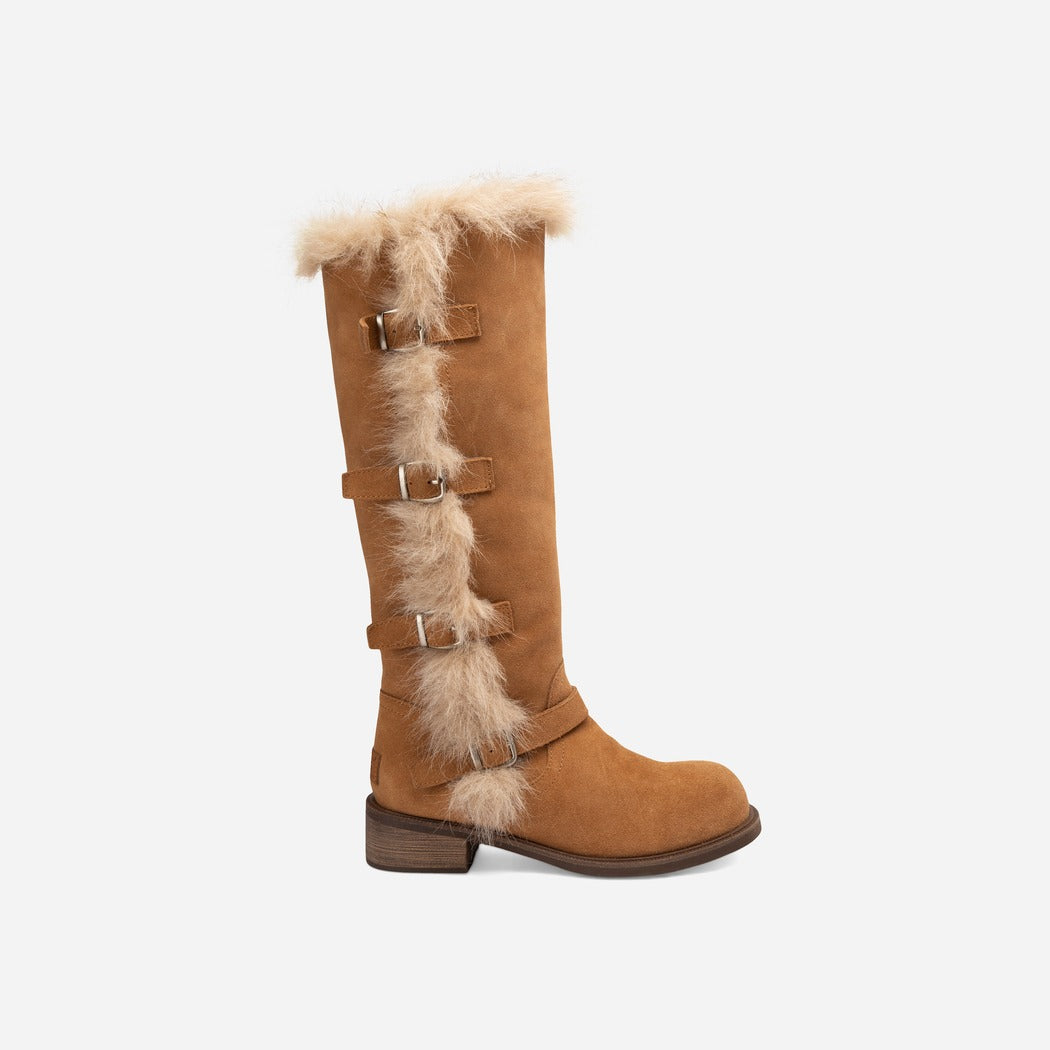 OZWEAR UGG FUR TRIM BUCKLE LONG BOOT OB 1048