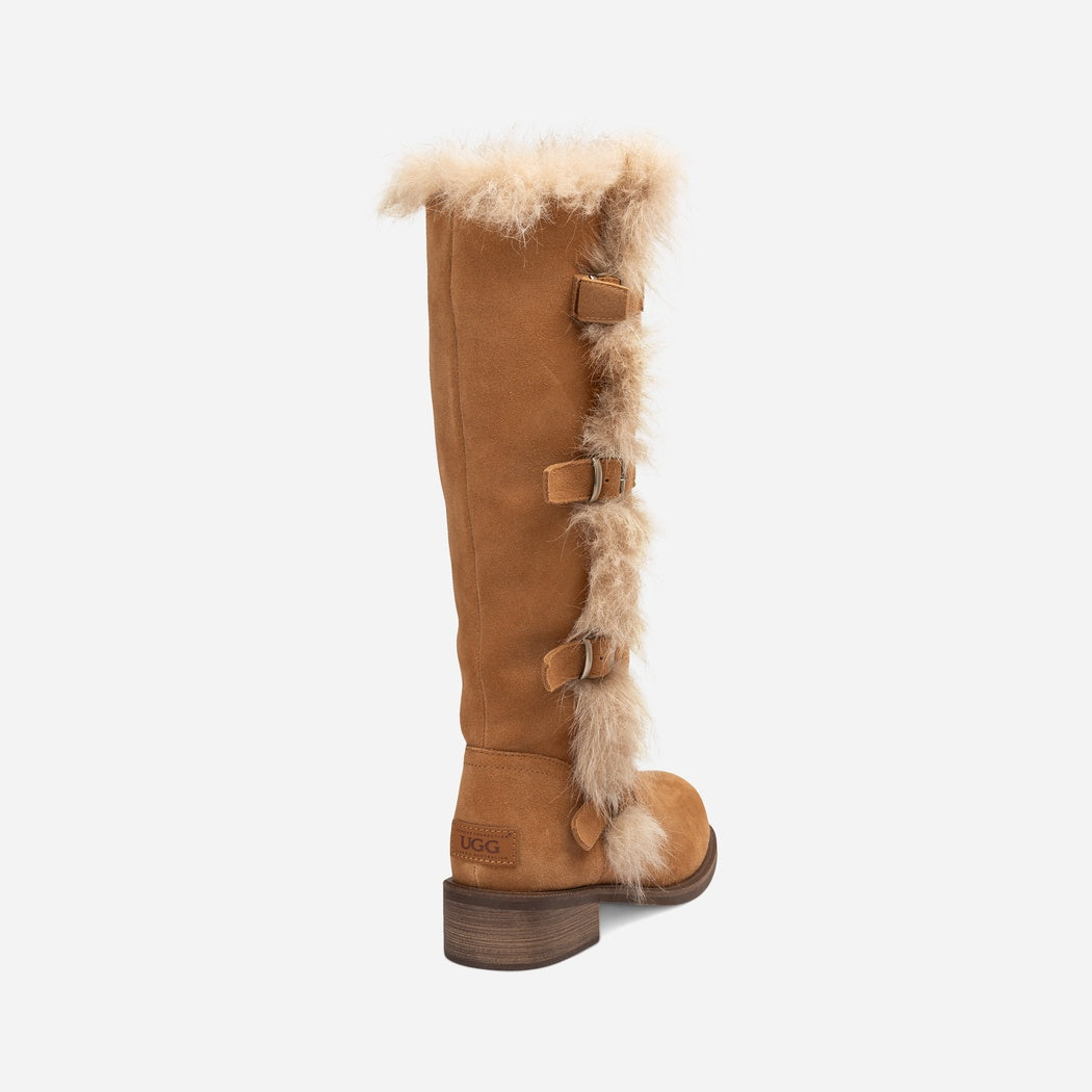 OZWEAR UGG FUR TRIM BUCKLE LONG BOOT OB 1048