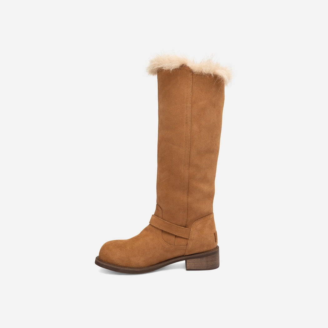 OZWEAR UGG FUR TRIM BUCKLE LONG BOOT OB 1048