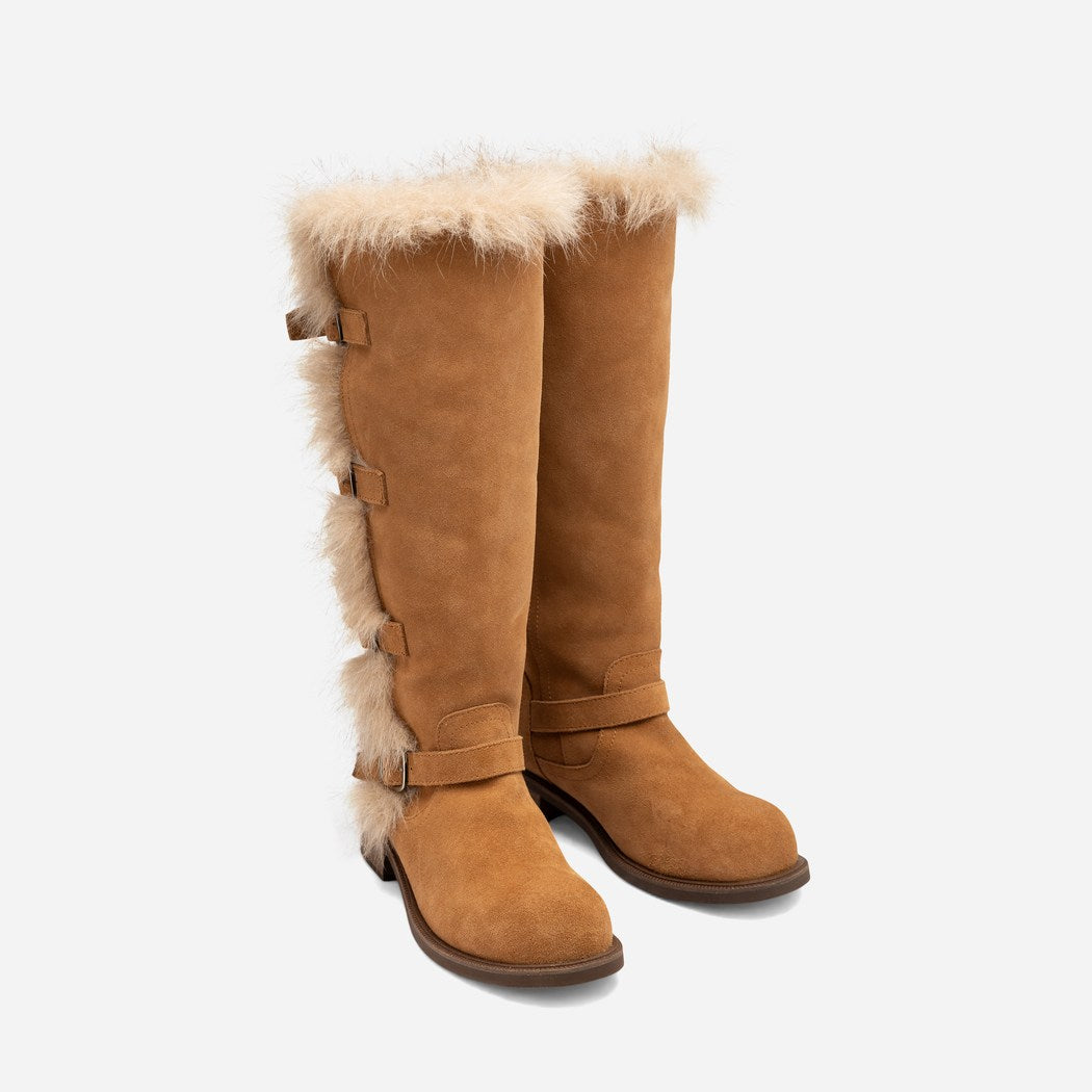 OZWEAR UGG FUR TRIM BUCKLE LONG BOOT OB 1048