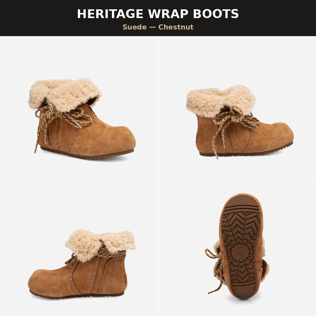 OZWEAR UGG HERITAGE SHEARLING WRAP BOOTS OB1045