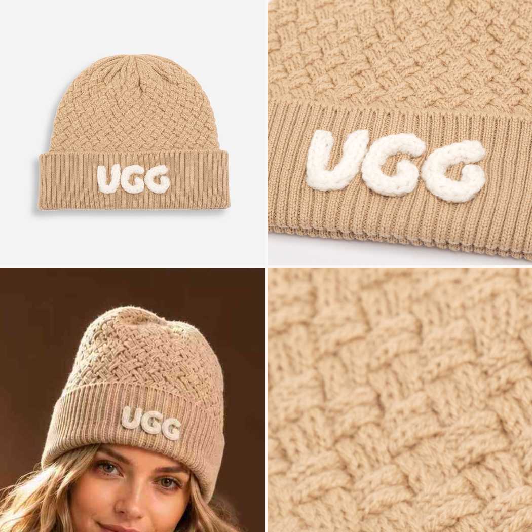 UGG OZWEAR PREMIUM CASHMERE BLEND BASKET WEAVE BEANIE OZC009