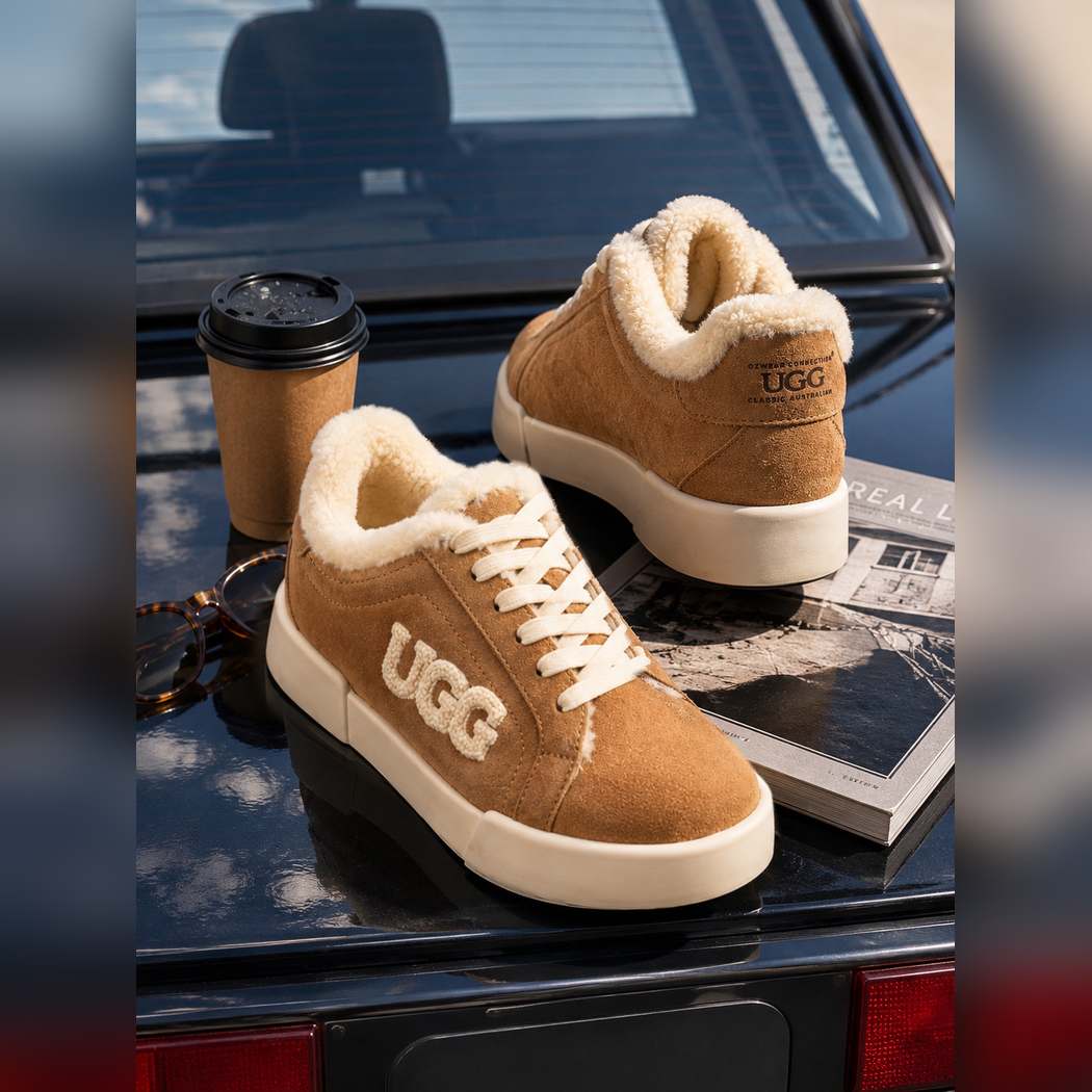 OZWEAR UGG Sara Women's Shearing Sheepskin Sneakers OB 1075