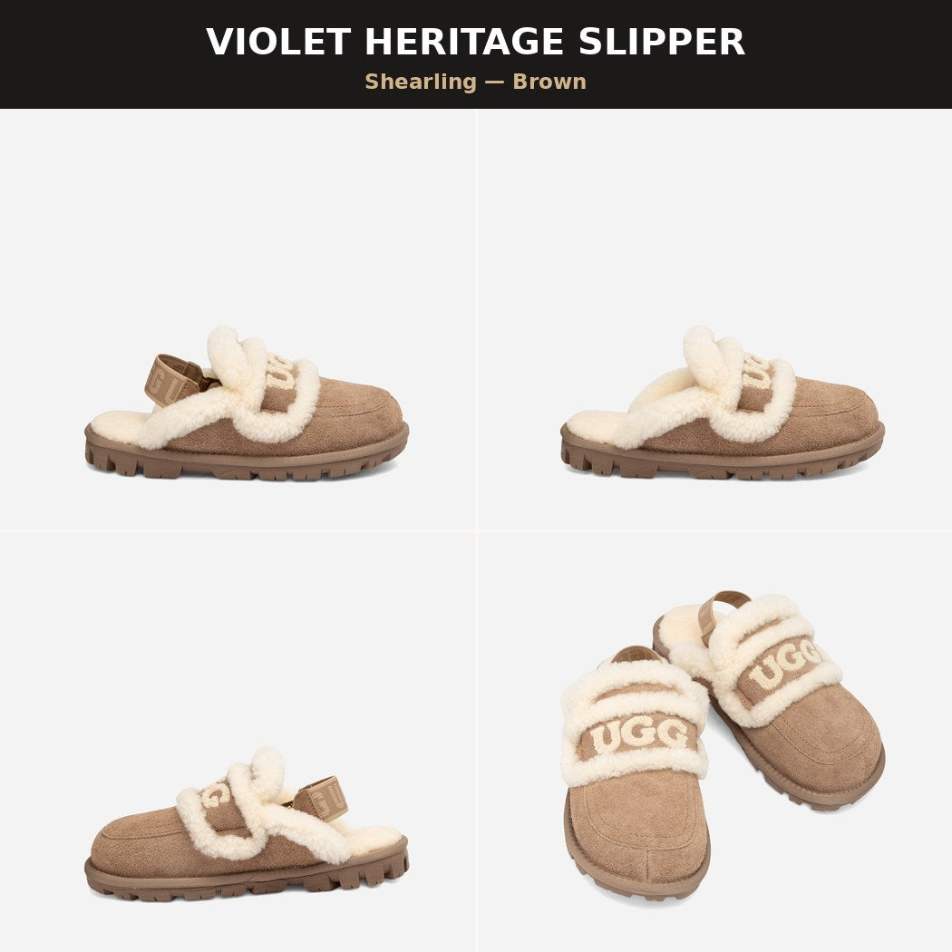 OZWEAR UGG VIOLET HERITAGE SHEARLING SLIPPER OB 938DL