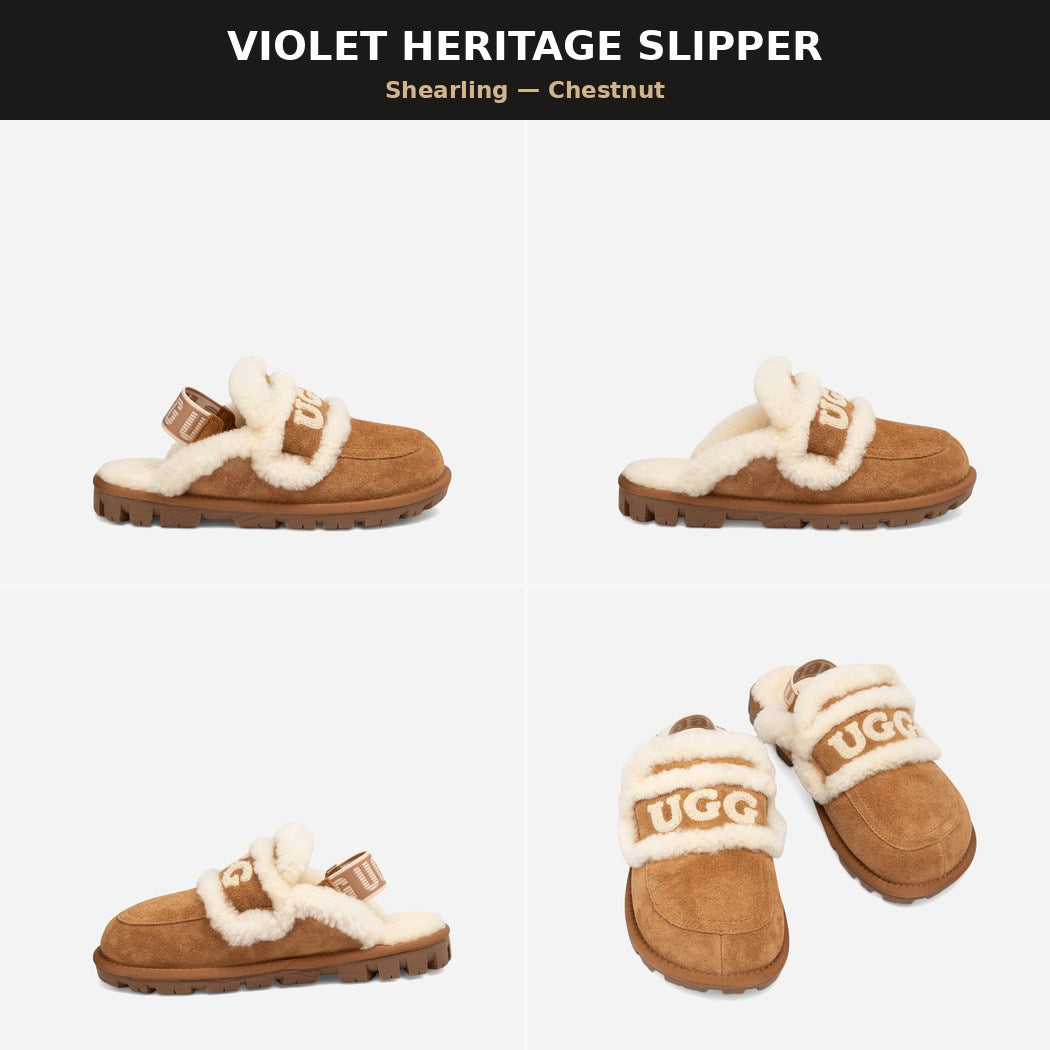 OZWEAR UGG VIOLET HERITAGE SHEARLING SLIPPER OB 938DL