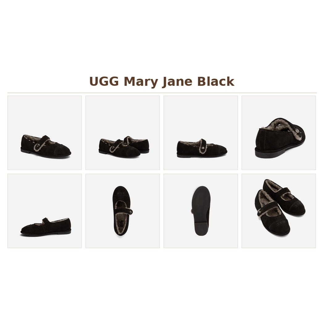 OZWEAR UGG Women's Wool Ballet Cow Suede Sheepskin Lined Mary Janes OB1037