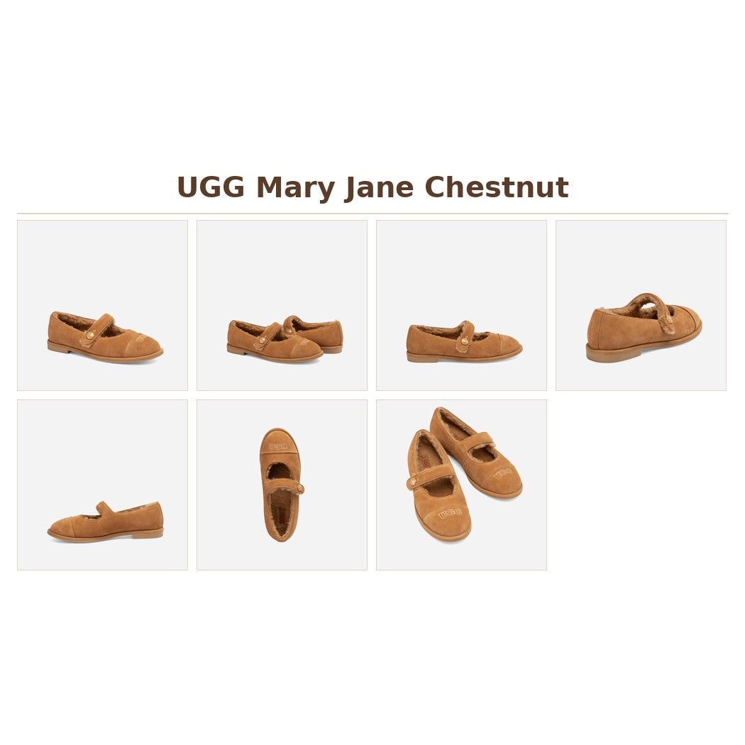 OZWEAR UGG Women's Wool Ballet Cow Suede Sheepskin Lined Mary Janes OB1037