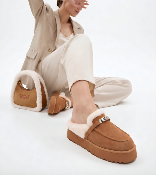 OZWEAR UGG Women's Shearling Platform Mule OB 1104