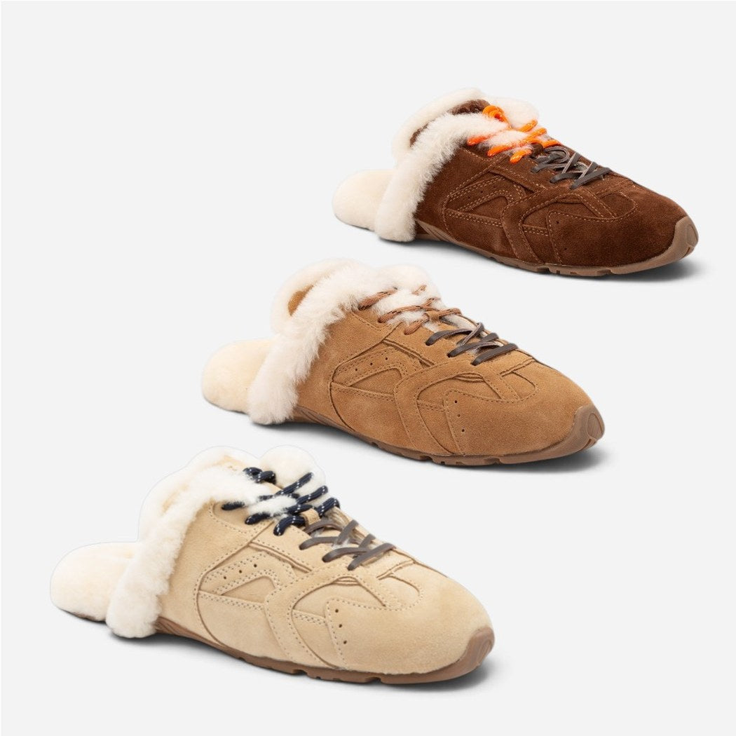 OZWEAR UGG Cosy Shearling Mule Sneakers – Women's Sheepskin Fur-Lined Slip-On Shoes_OB 1122