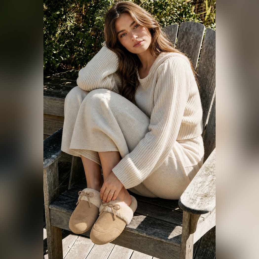 OZWEAR UGG Liya Women's Shearing Sheepskin Fur Slippers _OB 1069