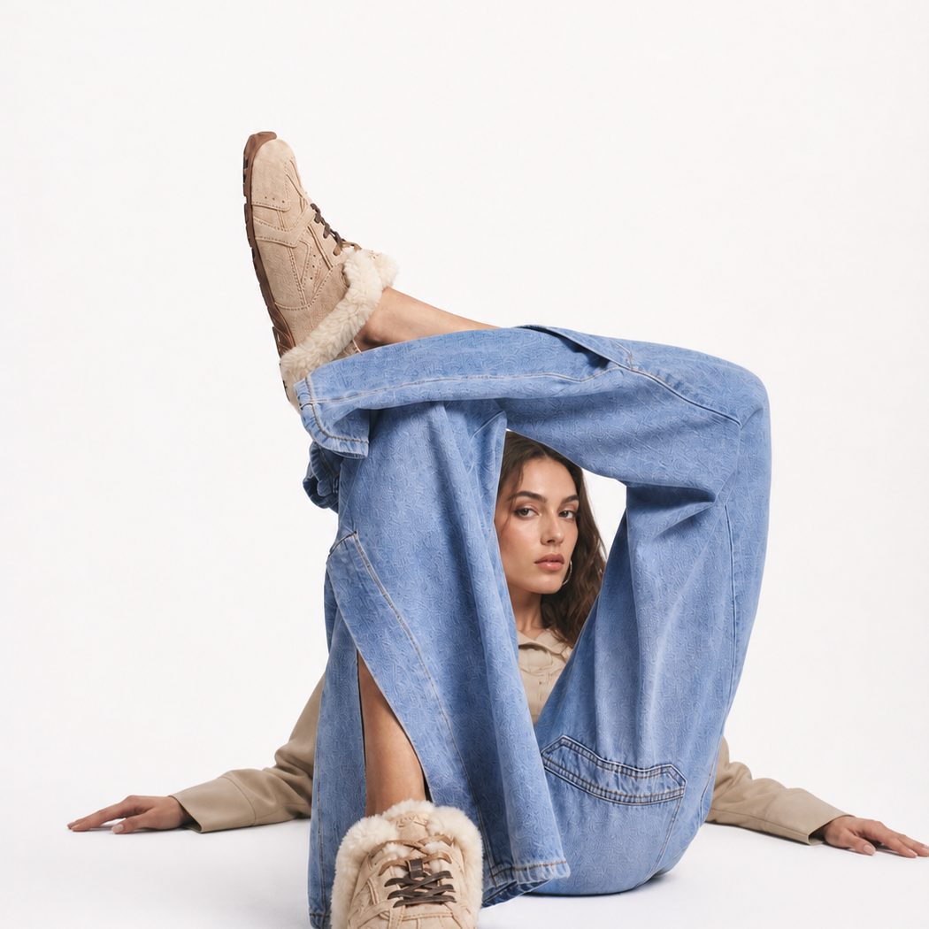 OZWEAR UGG Cosy Shearling Mule Sneakers – Women's Sheepskin Fur-Lined Slip-On Shoes_OB 1122