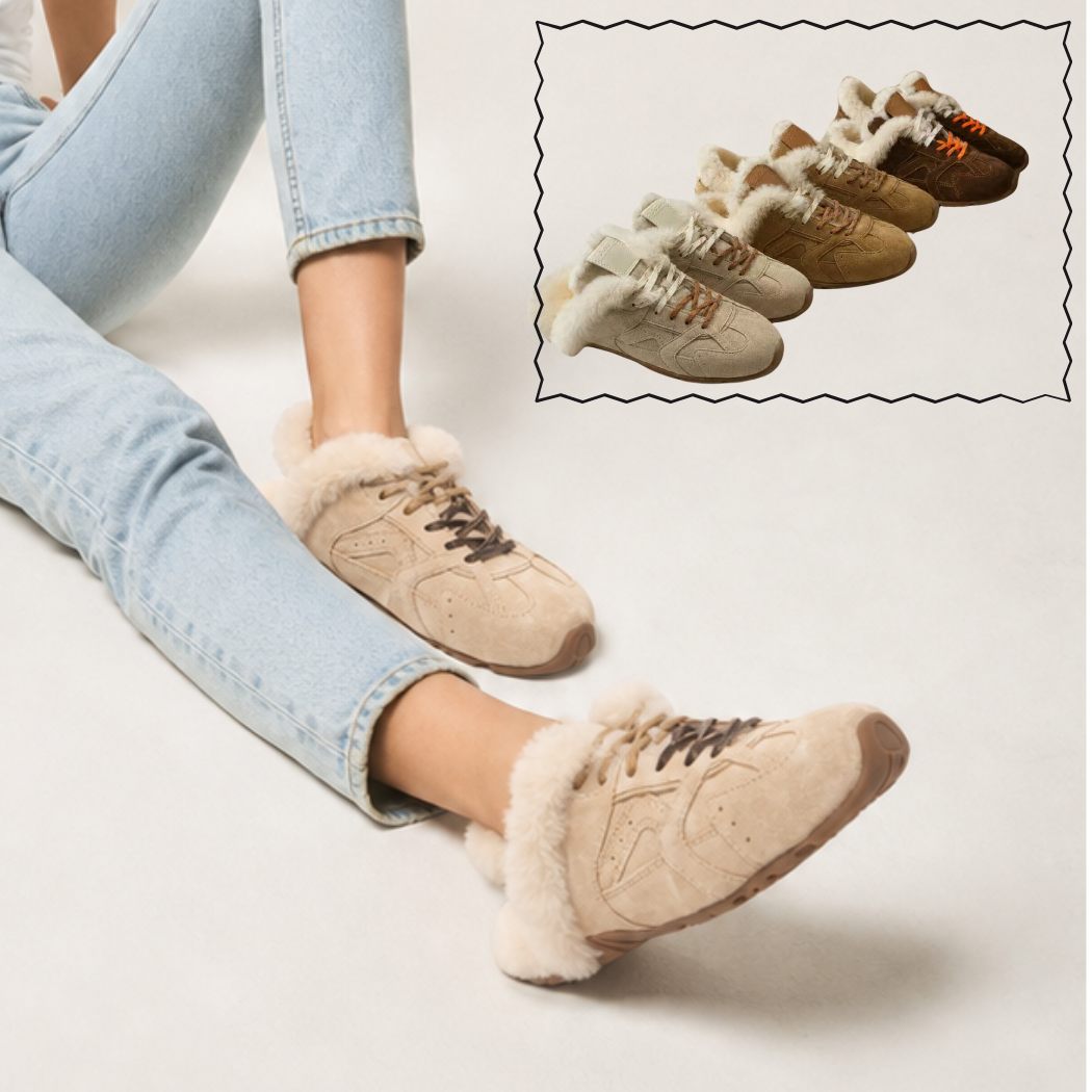 OZWEAR UGG Cosy Shearling Mule Sneakers – Women's Sheepskin Fur-Lined Slip-On Shoes_OB 1122