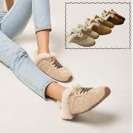 OZWEAR UGG Cosy Shearling Mule Sneakers – Women's Sheepskin Fur-Lined Slip-On Shoes_OB 1122