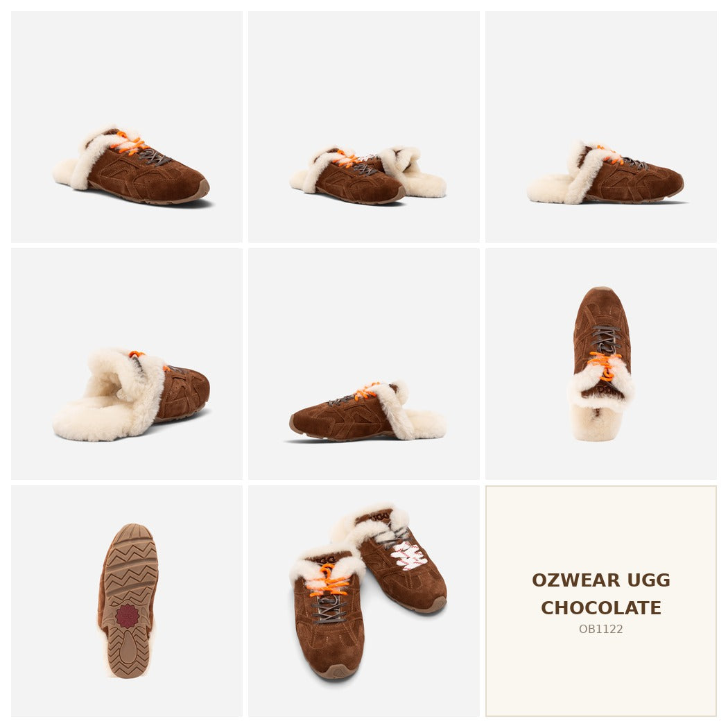 OZWEAR UGG Cosy Shearling Mule Sneakers – Women's Sheepskin Fur-Lined Slip-On Shoes_OB 1122