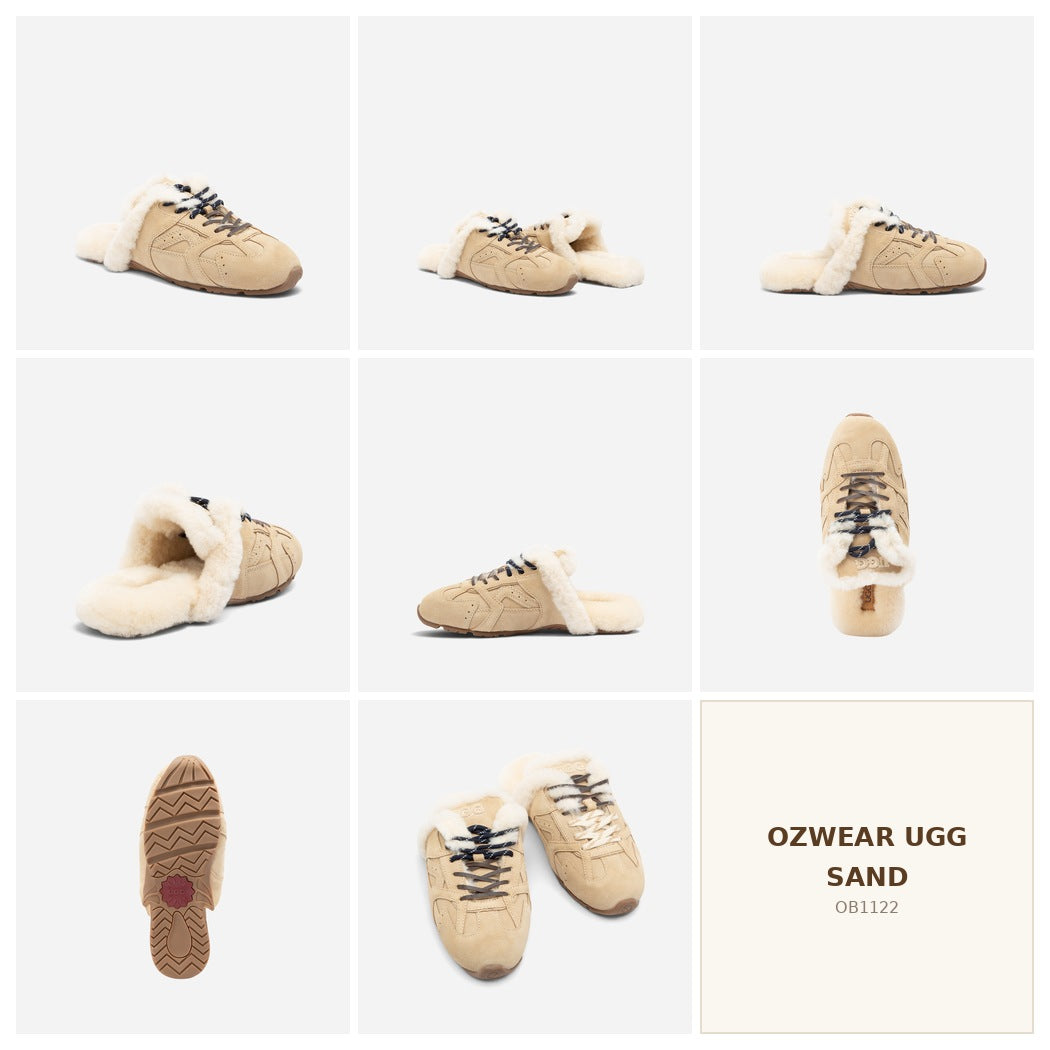 OZWEAR UGG Cosy Shearling Mule Sneakers – Women's Sheepskin Fur-Lined Slip-On Shoes_OB 1122
