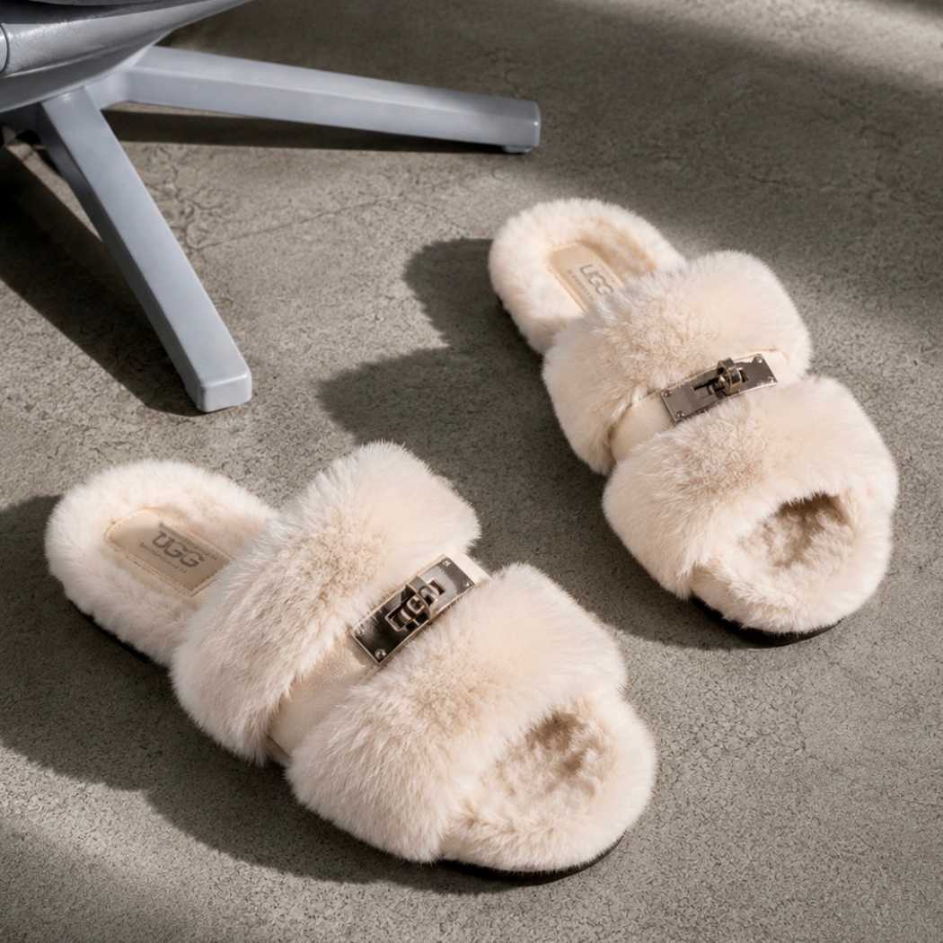 OZWEAR UGG Women's Shearling Slide Slippers OB 1074