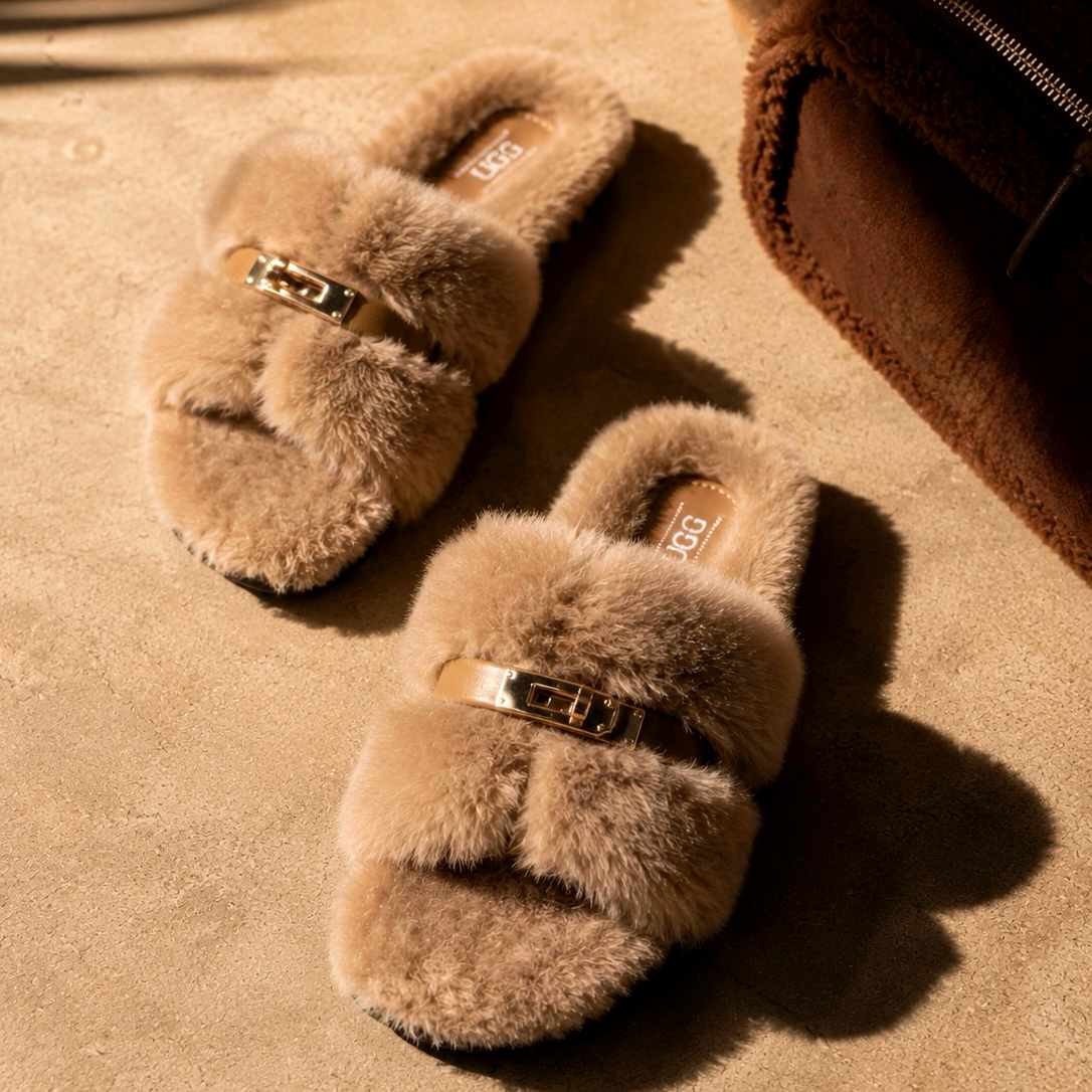 OZWEAR UGG Women's Shearling Slide Slippers OB 1074
