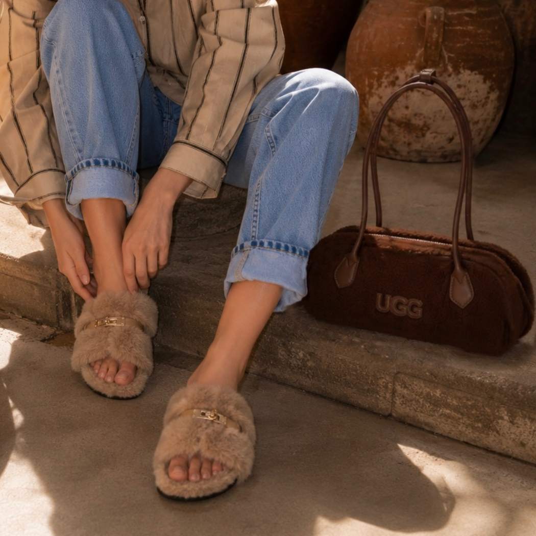 OZWEAR UGG Women's Shearling Slide Slippers OB 1074