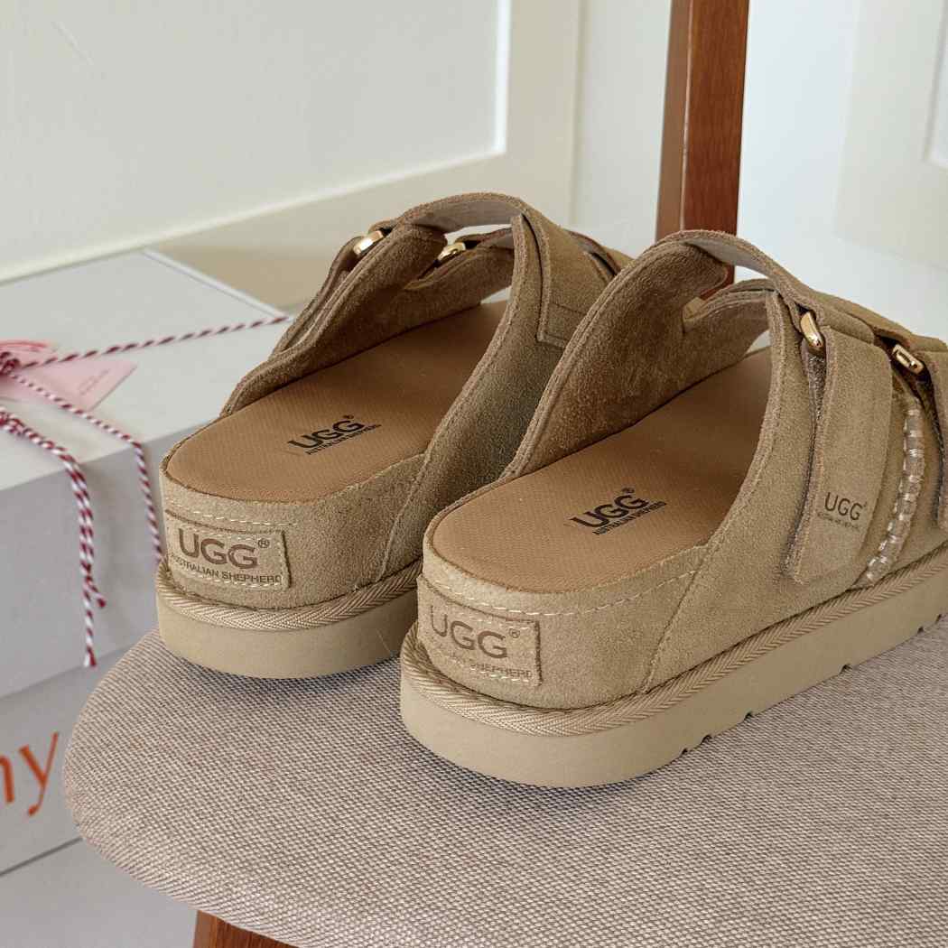 Side view of AUSTRALIAN SHEPHERD® Adjustable Strap Buckle Platform Sandals Ventra AS 7035 in Chestnut highlighting the platform sole and casual summer design.