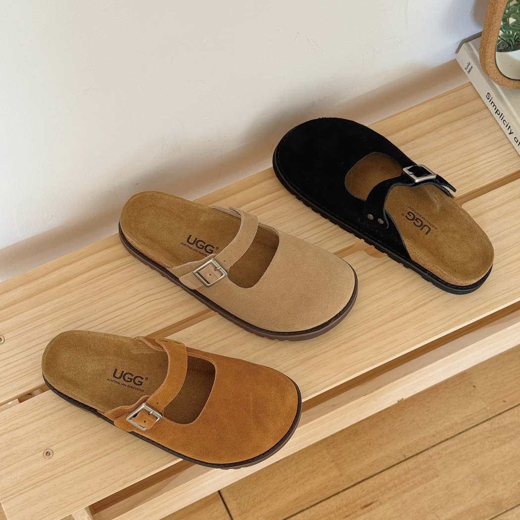 Top view of AUSTRALIAN SHEPHERD Mary Jane Style Leather Slides Brikon AS 7045 showcasing the Mary Jane strap and premium leather upper.