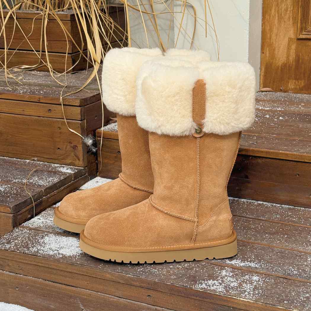AUSTRALIAN SHEPHERD UGG Sheepskin Wool Tall Boots Eleny AS 3152 in Chestnut featuring premium Australian sheepskin wool, a fold-over cuff, and a tall winter boot design.