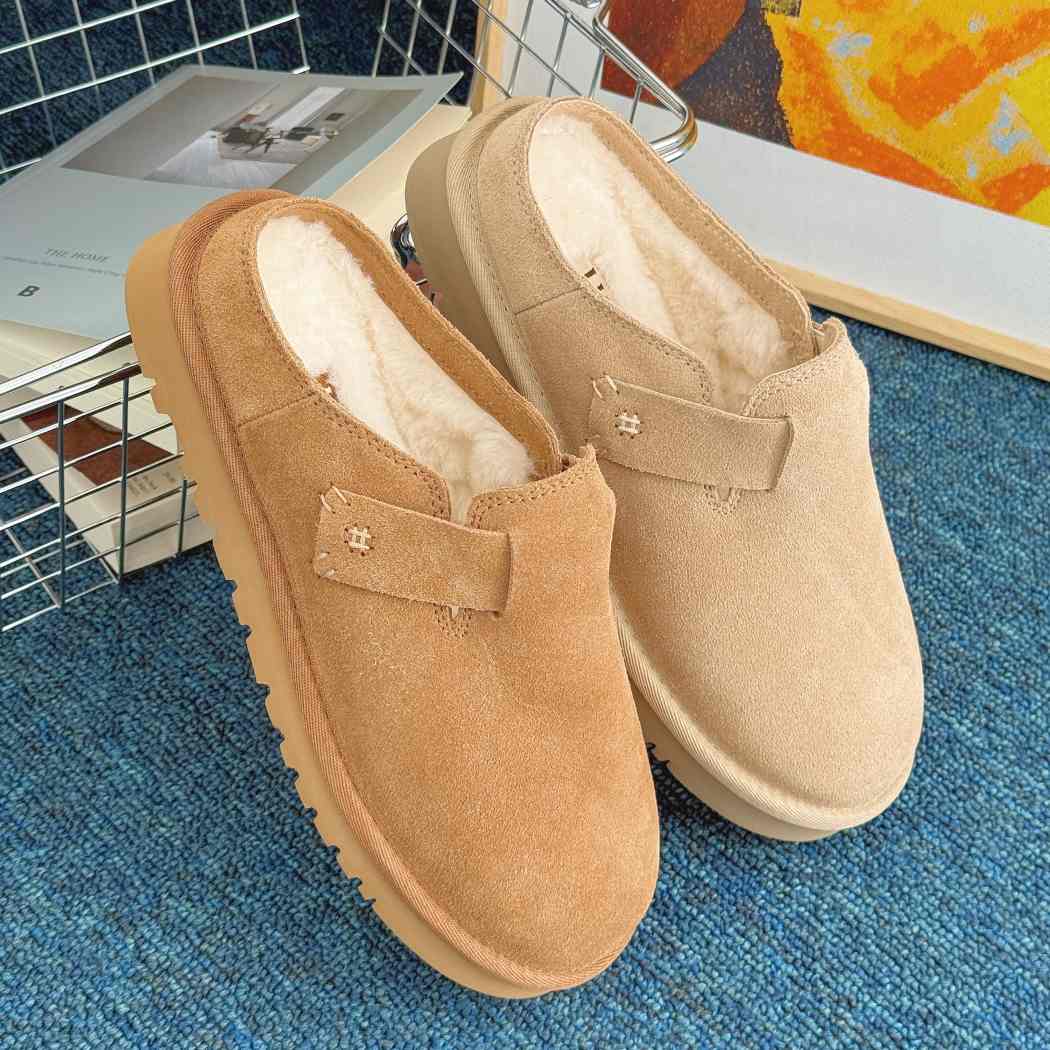 AUSTRALIAN SHEPHERD® UGG Slippers Sheepskin Wool Scuff Homelle AS 2128 in Chestnut featuring premium cow suede, plush Australian sheepskin wool, and a lightweight EVA sole.