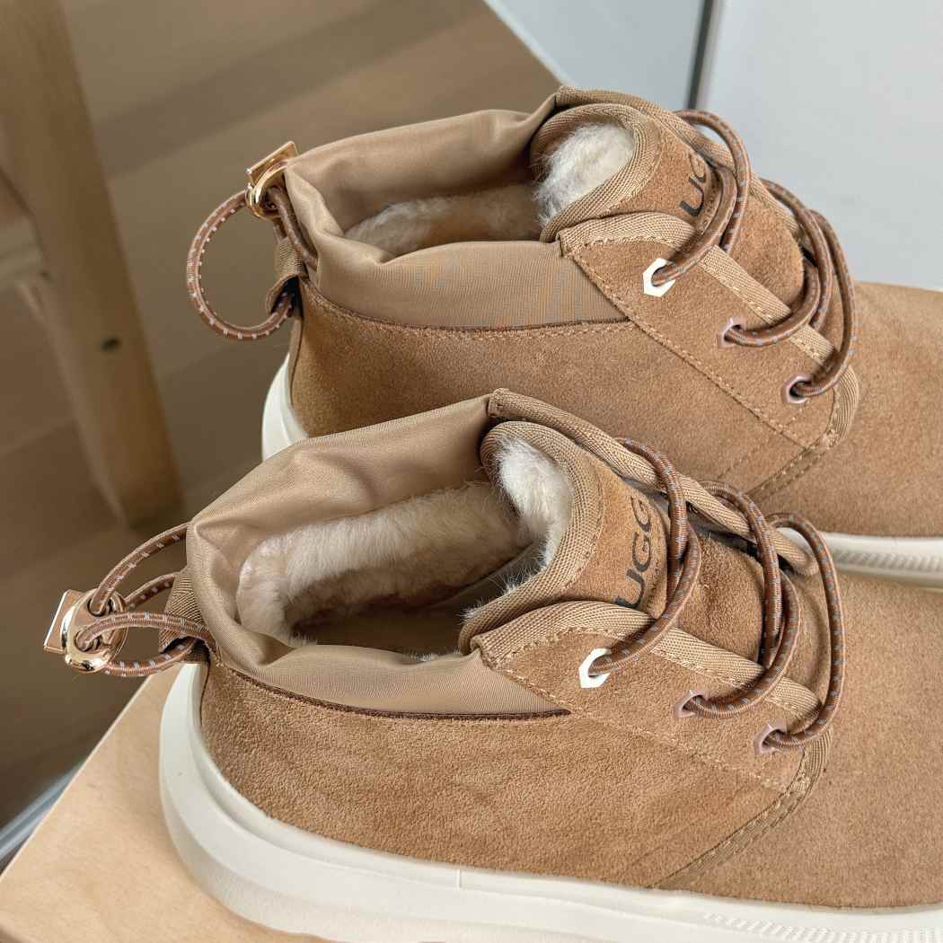 Top view of Bravin men's sheepskin wool drawstring boots AS 3163M