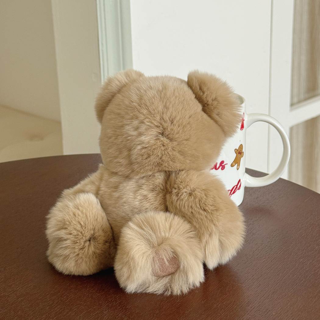 Rear view of Bubear rabbit fur teddy bear keyring bag charm ASZ 040 in Beige