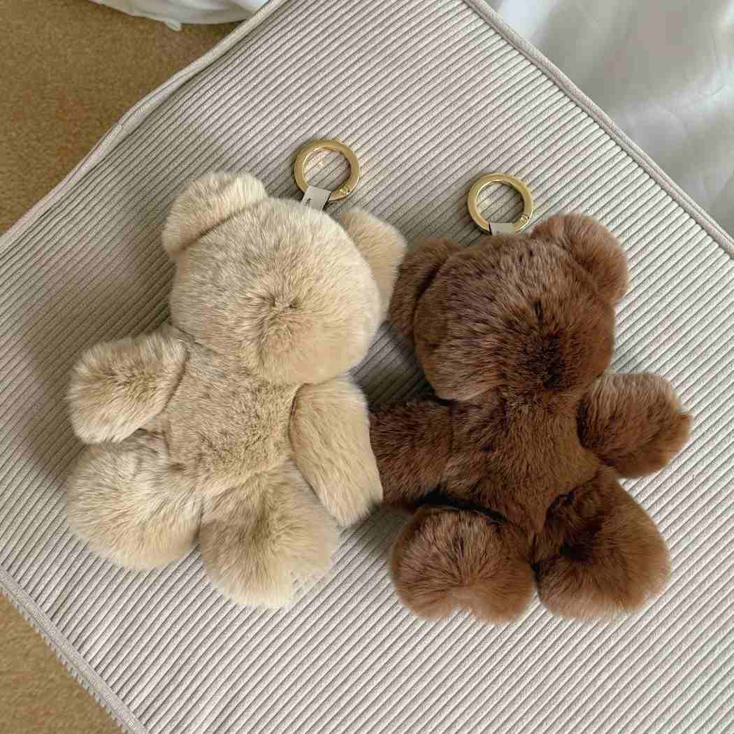 Front display of Bubear rabbit fur teddy bear keyring bag charm ASZ 040