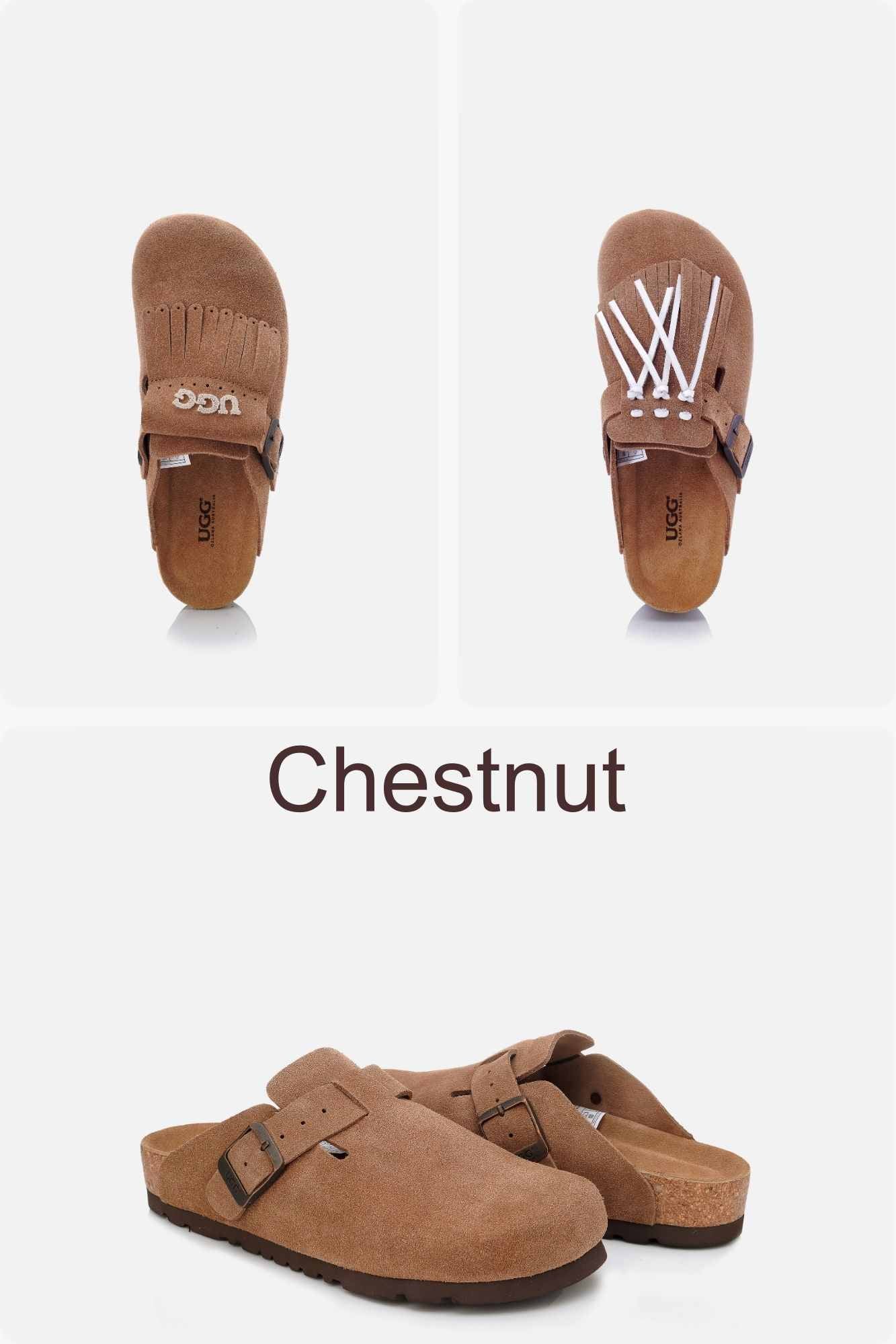 Colour option for Classic Birken cow suede clogs OZ 7001 in Chestnut