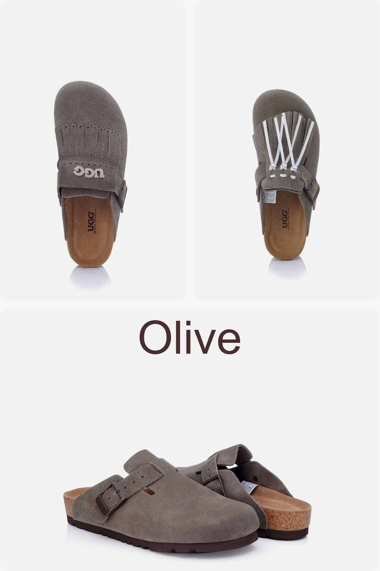 Colour option for Classic Birken cow suede clogs OZ 7001 in Olive