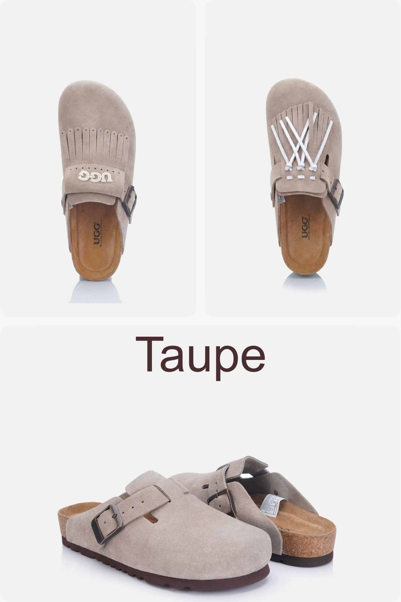 Colour option for Classic Birken cow suede clogs OZ 7001 in Taupe