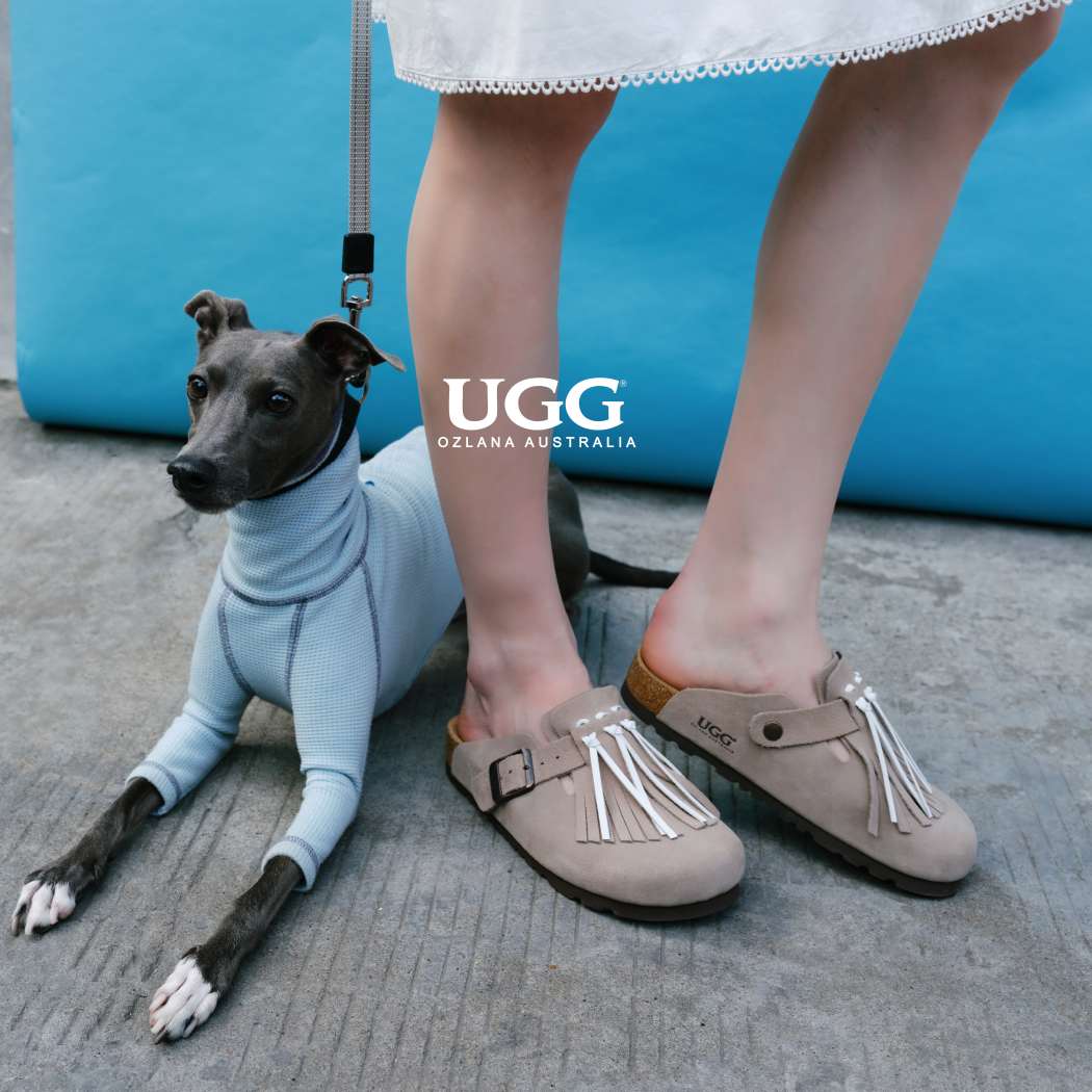 Lifestyle detail of Classic Birken cow suede clogs OZ 7001 in Taupe