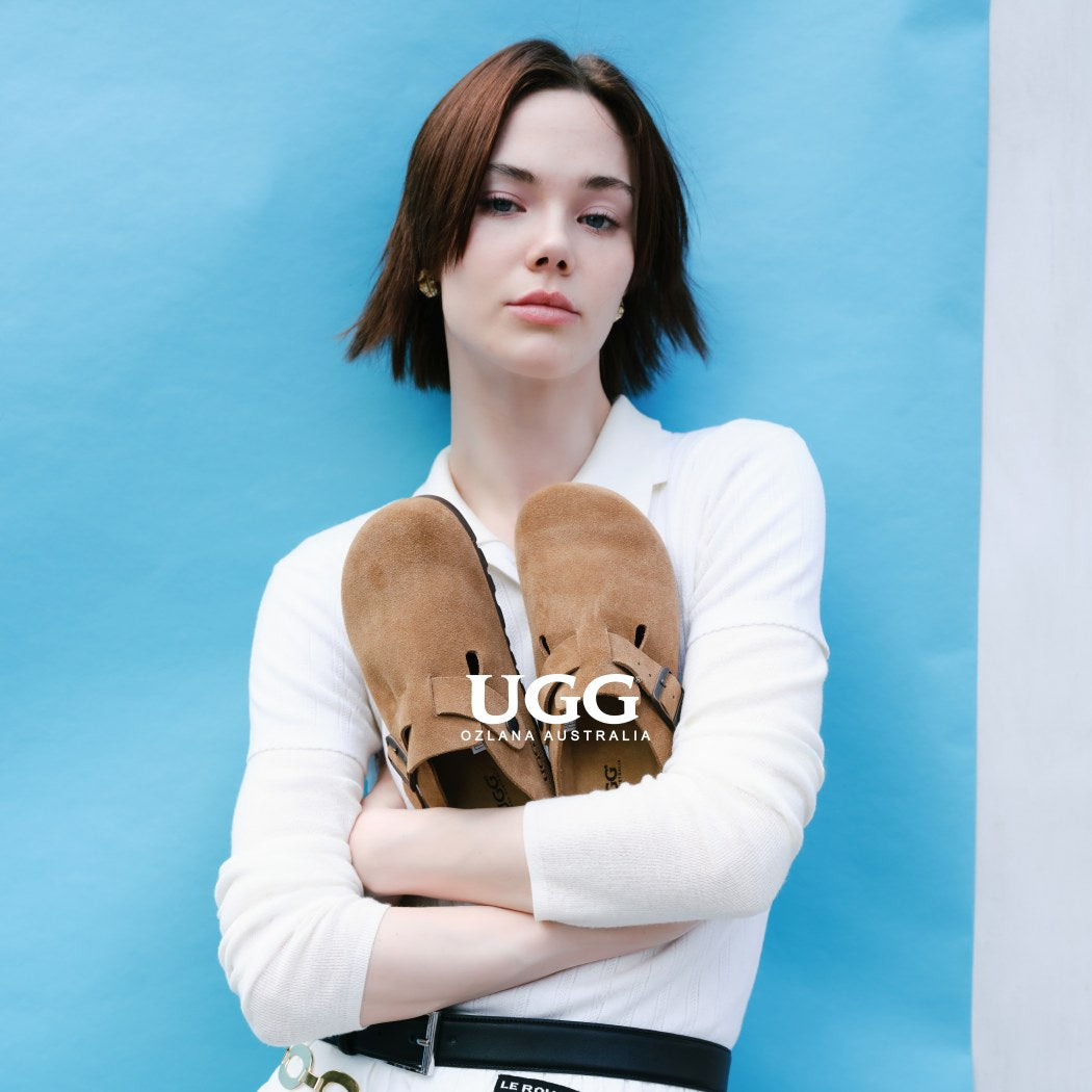 Classic Birken cow suede clogs with removable tassels OZ 7001 in Chestnut