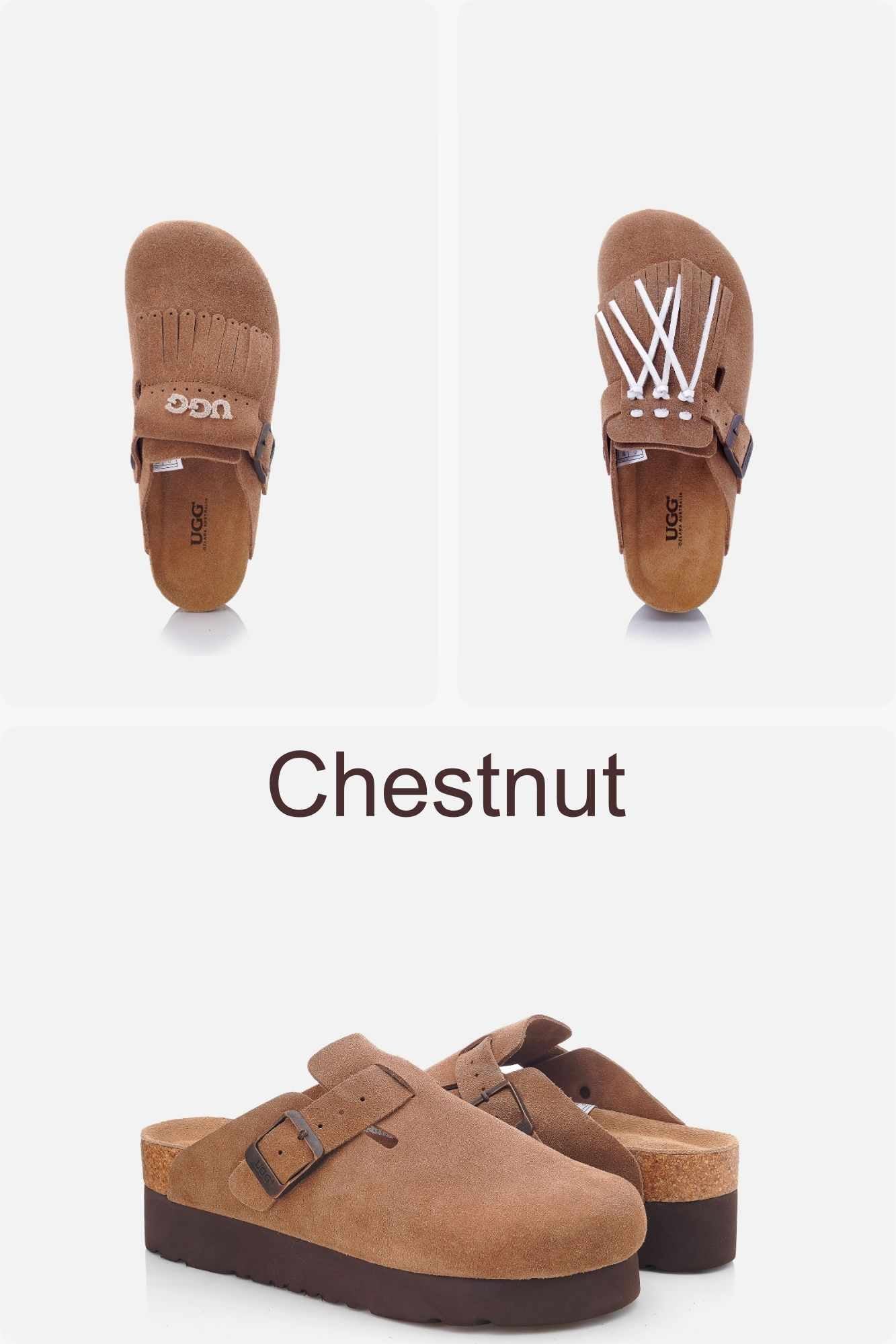 Profile of Classic Birken platform clogs OZ 7003 in Chestnut