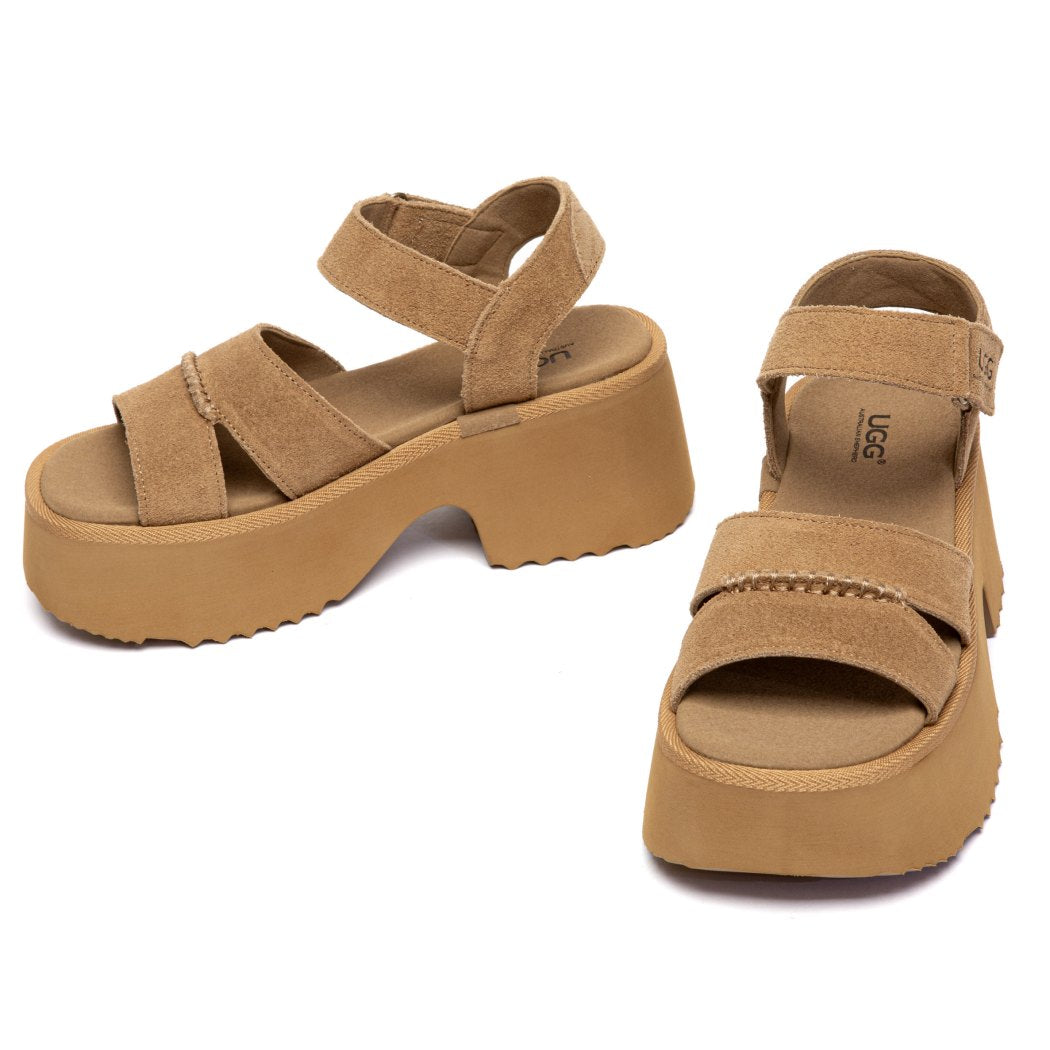 Front view of Eive chunky platform slingback sandals AS 7026 in Chestnut
