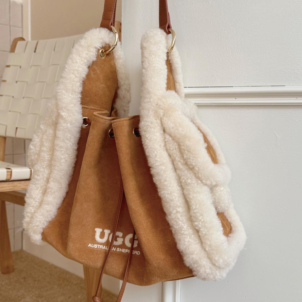Interior detail of Maple split cow suede tote bag ASA 049
