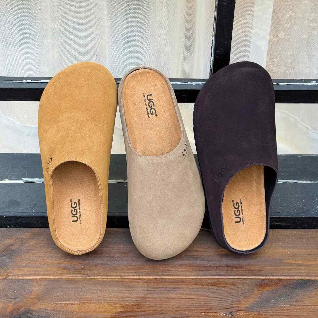 Marven cow suede slip-on clog mules AS 5024 in Chestnut, Chocolate and Taupe