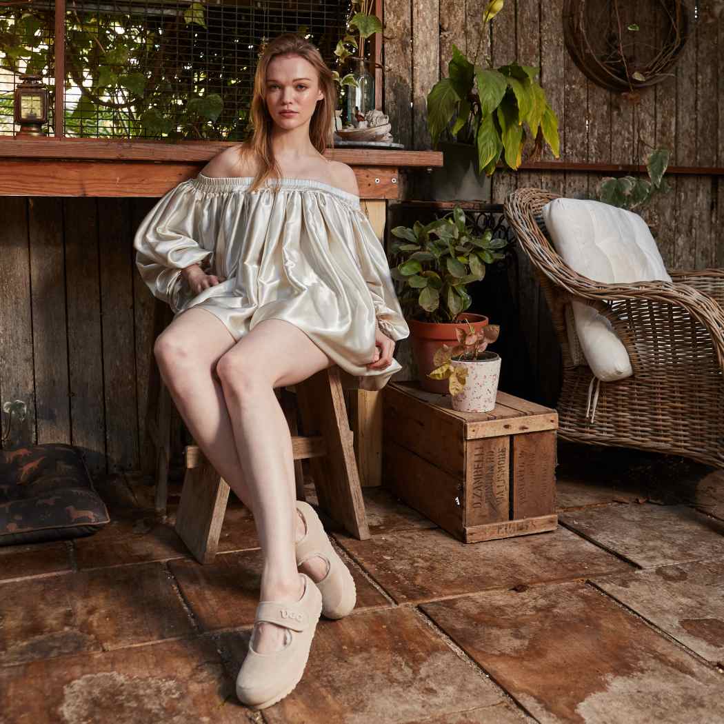 Mary Jane cow suede sheepskin shoes OB 970 in Beige