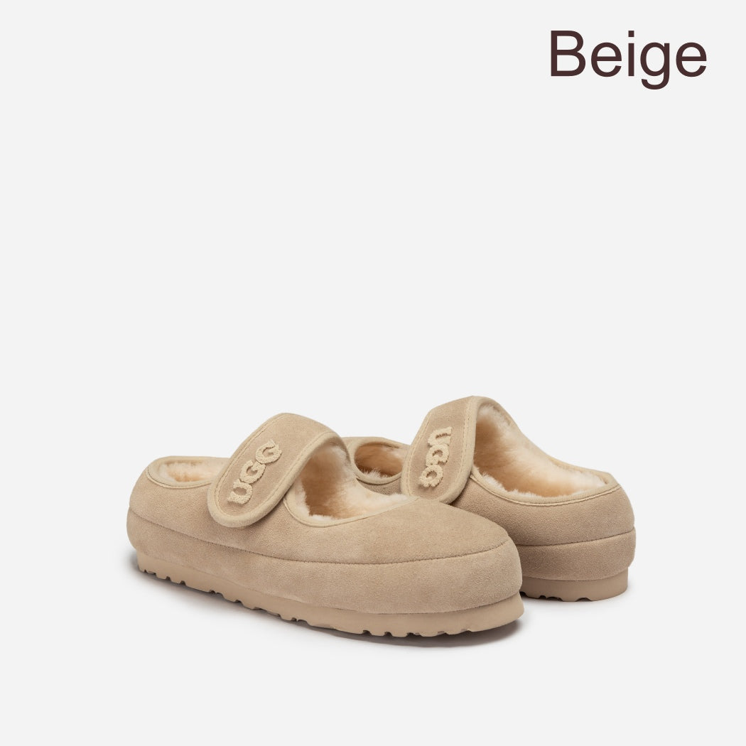 Mary Jane cow suede sheepskin shoes OB 970 in Sand